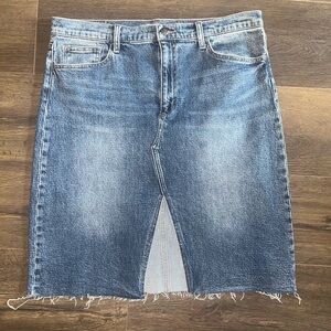 Joe’s Jeans High Rise Marigold Denim Skirt Size 33 – Raw Hem, Front Slit